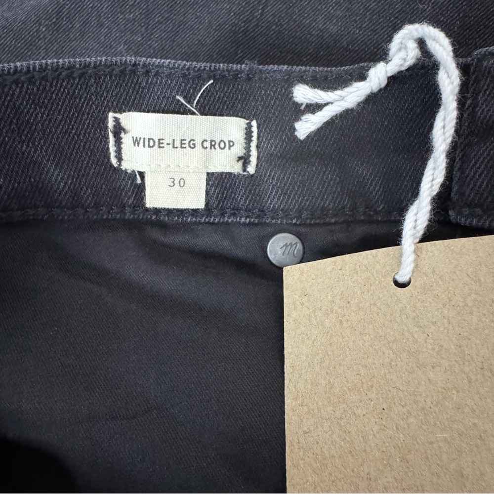 Madewell Black Wide Leg Crop Jeans Size 30P - Picture 6 of 7